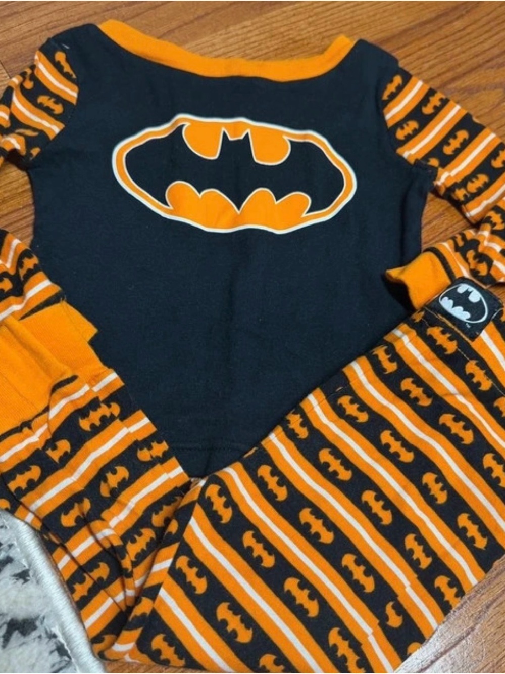 Kids batman Halloween orange black fall pajamas 2T